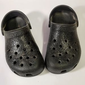 CROCS girls Black with Glittery Sparkles (Size 12) very good condition